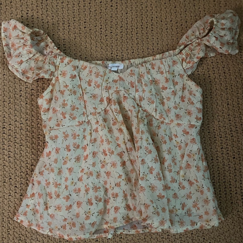 Blu Pepper Floral Off-Shoulder Top